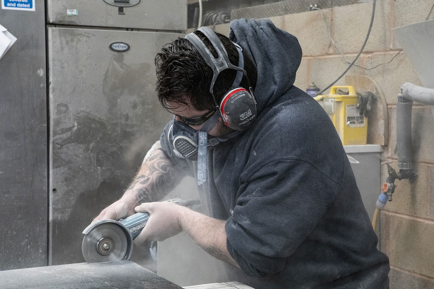 Cutting Stone worksurface in Kitchen Manufacturer..