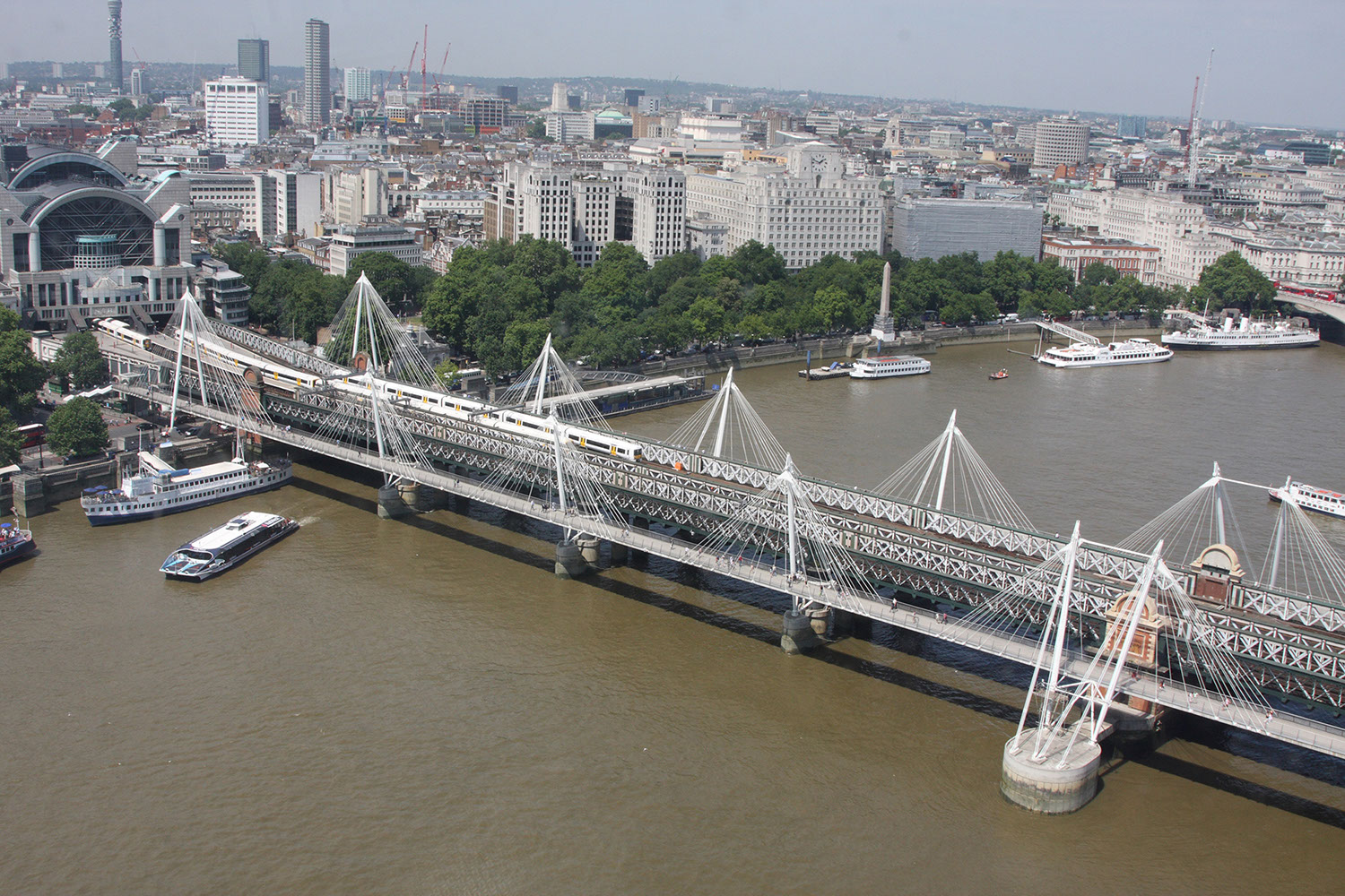 View of Hungerford and Golden Jubilie Bridges, London